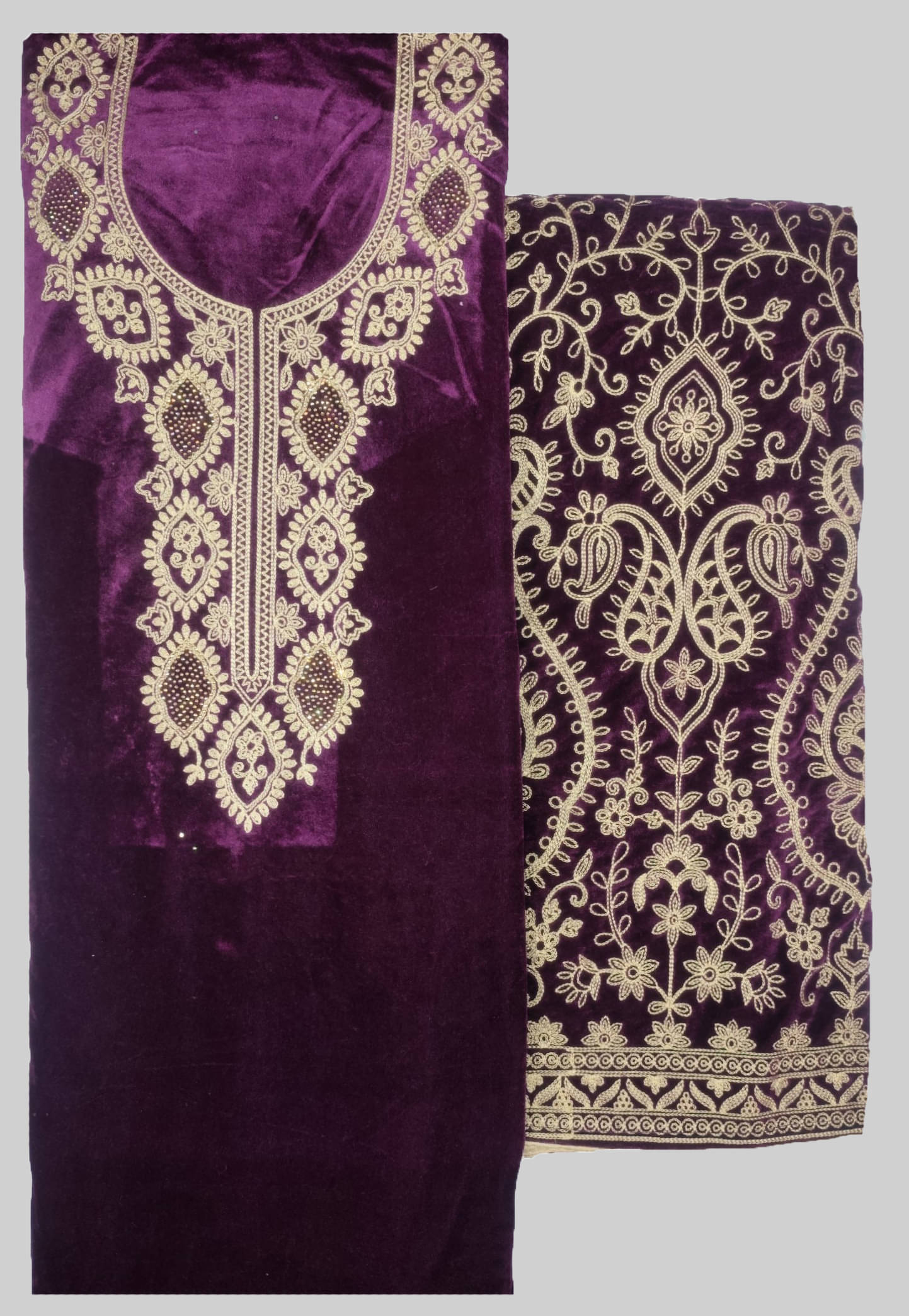 Soul Essence Women Velvet Unstitched Dress Material ( Purple )     			Soul Essence Women Velvet Unstitched Dress Material ( Purple )
