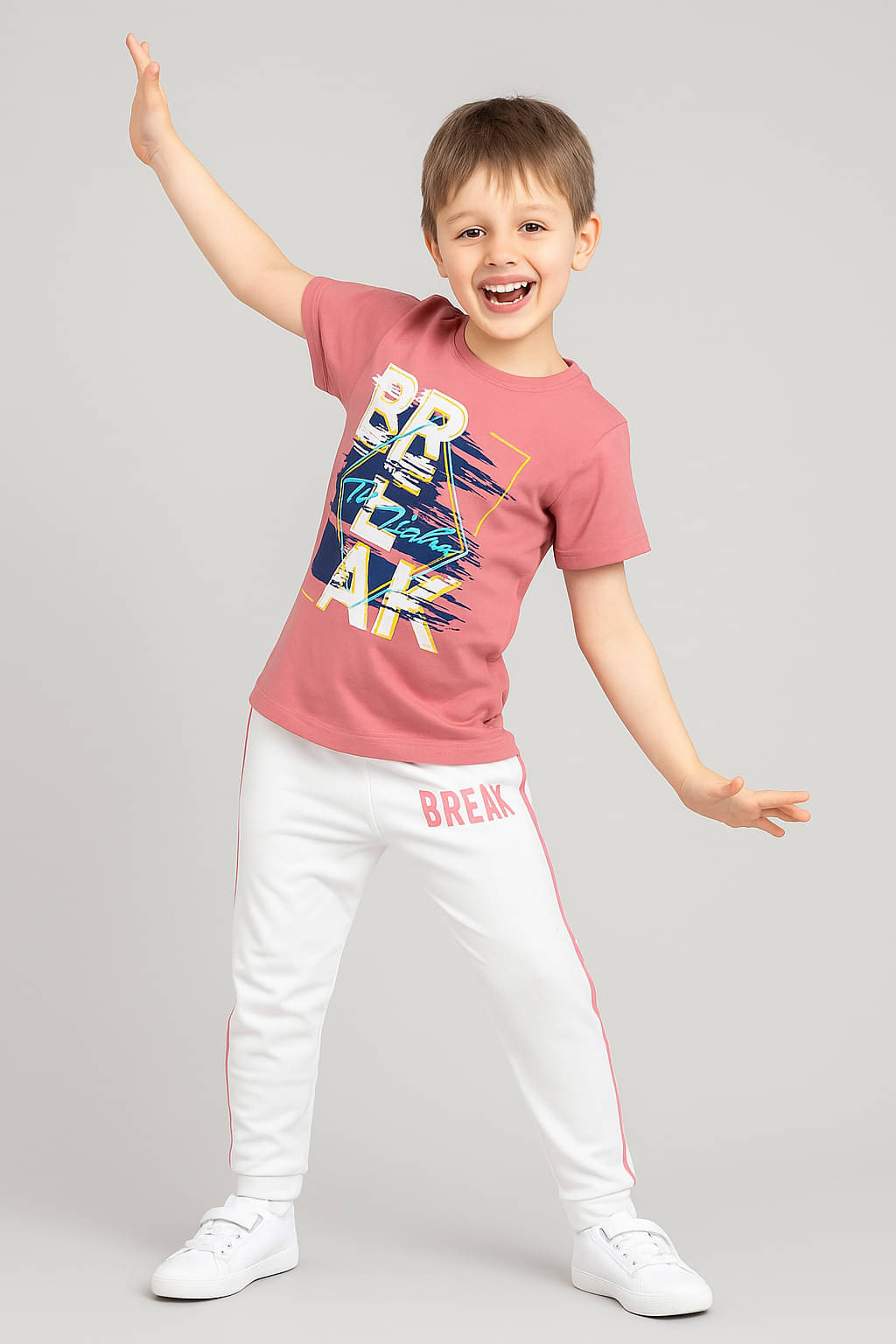     			Todd N Teen Pack of 1 Boys Cotton T-Shirt & Trackpants Set ( Pink )