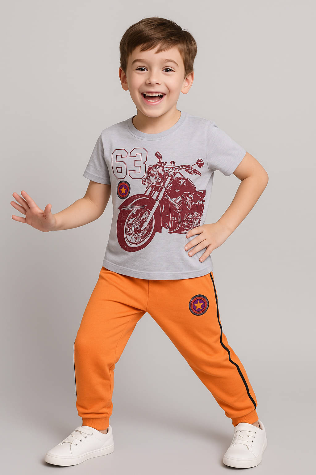 Todd N Teen Pack of 1 Boys Cotton T-Shirt & Trackpants Set ( Grey )     			Todd N Teen Pack of 1 Boys Cotton T-Shirt & Trackpants Set ( Grey )