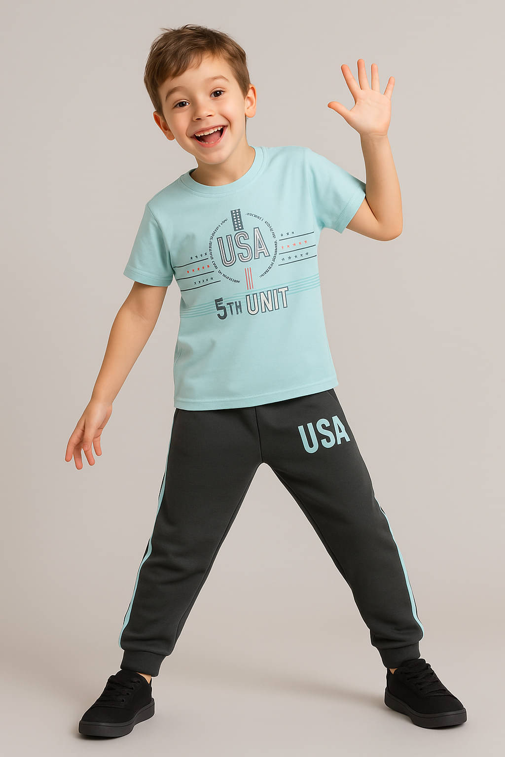 Todd N Teen Pack of 1 Boys Cotton T-Shirt & Trackpants Set ( Green )     			Todd N Teen Pack of 1 Boys Cotton T-Shirt & Trackpants Set ( Green )
