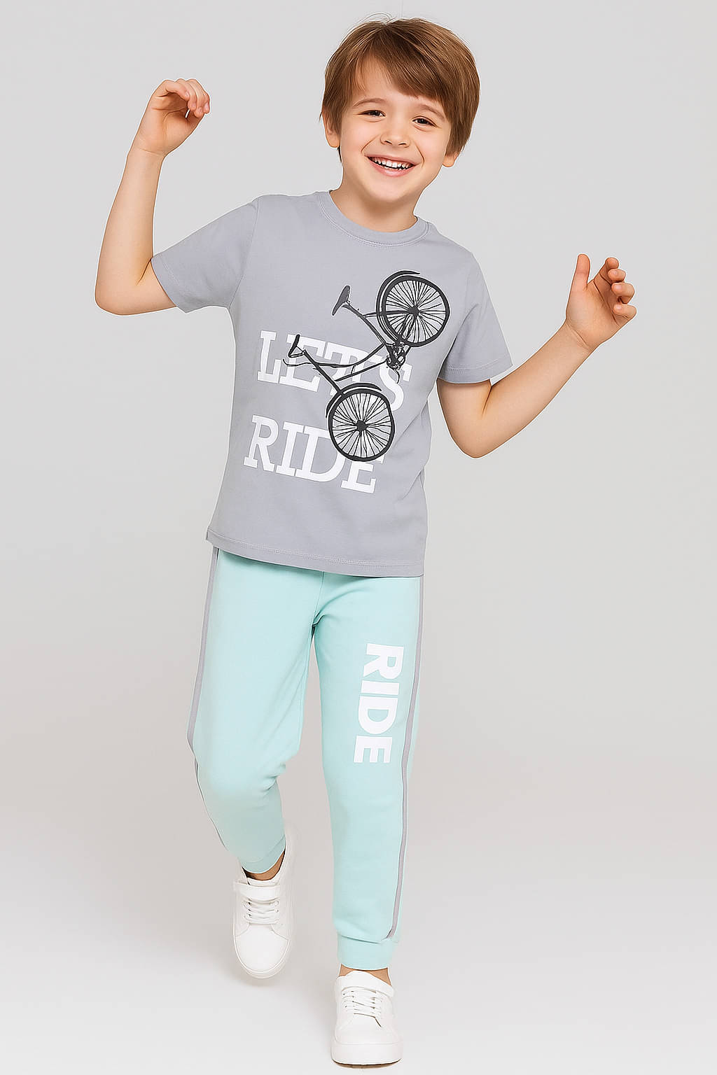     			Todd N Teen Pack of 1 Boys Cotton T-Shirt & Trackpants Set ( Grey )