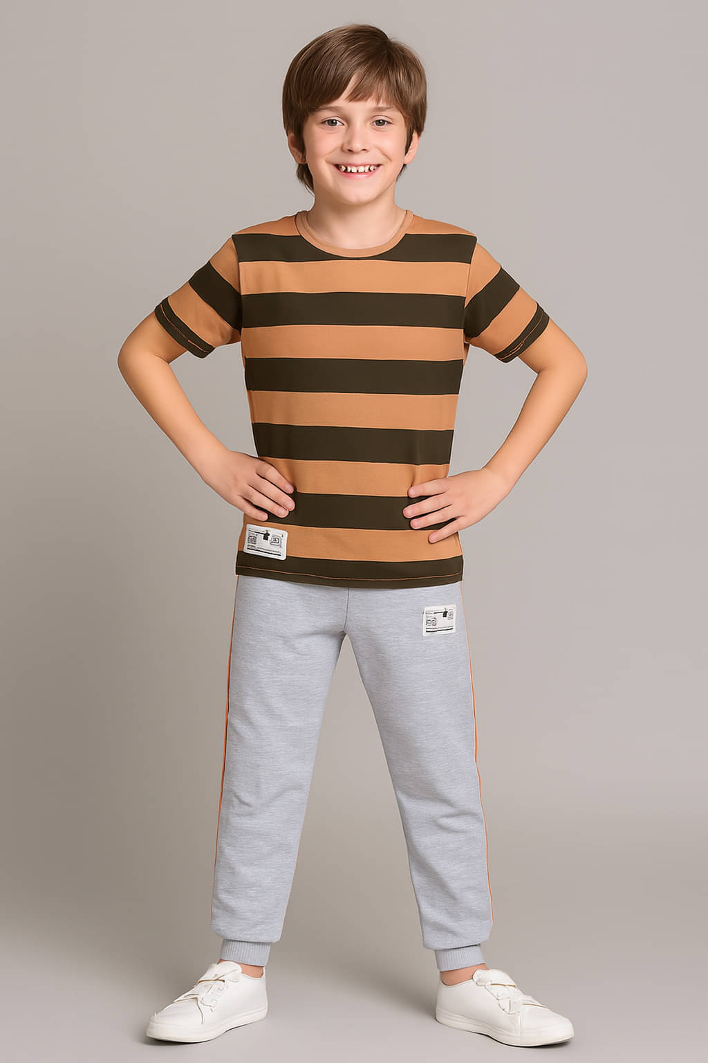 Todd N Teen Pack of 1 Boys Cotton T-Shirt & Trackpants Set ( Brown )     			Todd N Teen Pack of 1 Boys Cotton T-Shirt & Trackpants Set ( Brown )