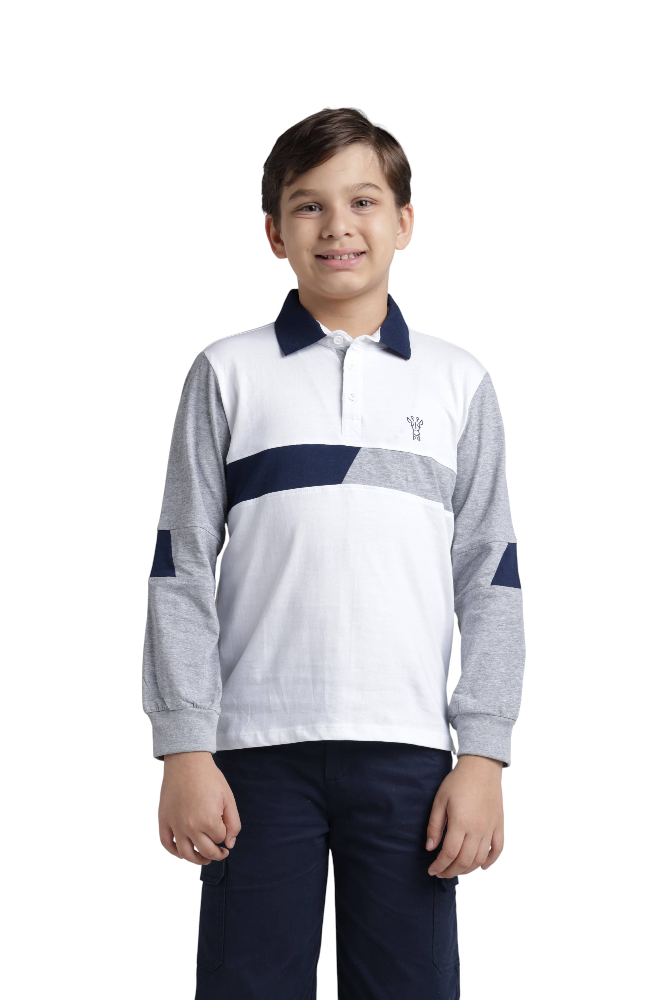     			Under Fourteen Only Pack of 1 Boys Cotton Polo T-Shirt ( White )