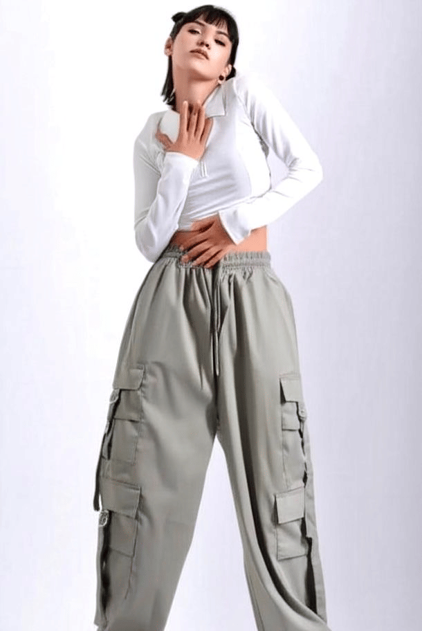     			VEAMOS Women Polyester Cargos Trousers ( Grey )