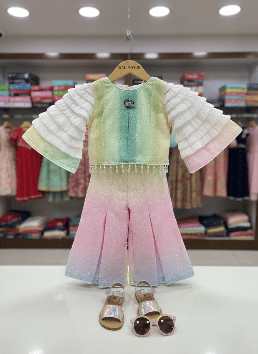 Wah Mayur Pack of 1 Baby Girls Polyester T-shirts & Palazzo ( Multicolor )     			Wah Mayur Pack of 1 Baby Girls Polyester T-shirts & Palazzo ( Multicolor )