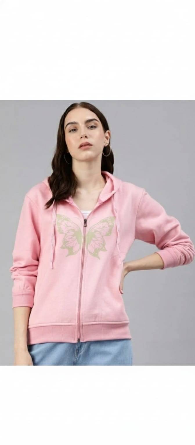 Westchic Women Woollen Hooded Sweatshirt For Light Winters ( Pink ) Westchic Women Woollen Hooded Sweatshirt For Light Winters ( Pink )