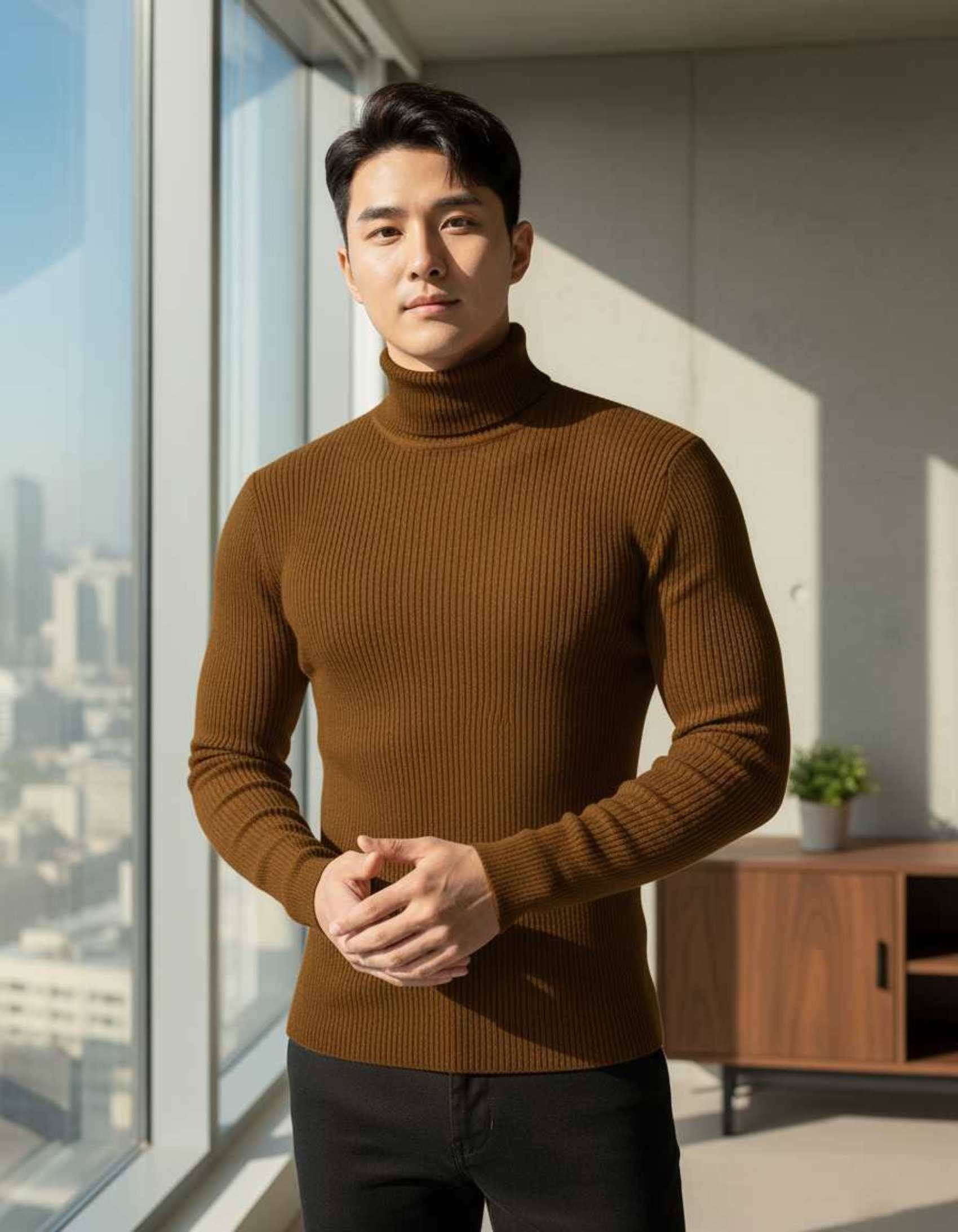 nikline Woollen High Neck Men's Full Sleeves Pullover Sweater - Brown ( Pack of 1 )     			nikline Woollen High Neck Men's Full Sleeves Pullover Sweater - Brown ( Pack of 1 )