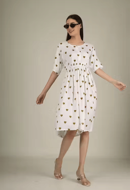 one amore Women Georgette A-line Dress ( Gold )     			one amore Women Georgette A-line Dress ( Gold )