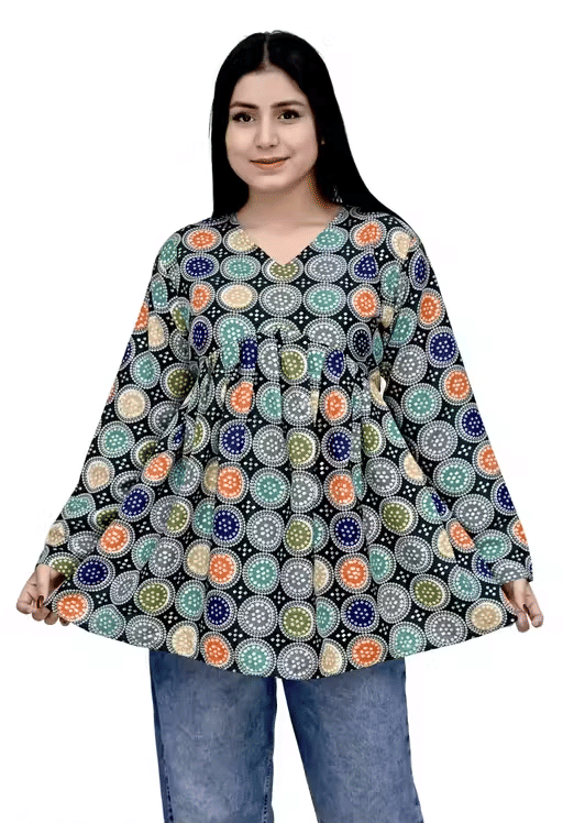     			one amore Women's Cotton Blend Regular Top ( Multi Color )