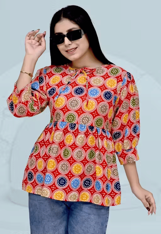     			one amore Women's Cotton Blend Regular Top ( Multi Color )