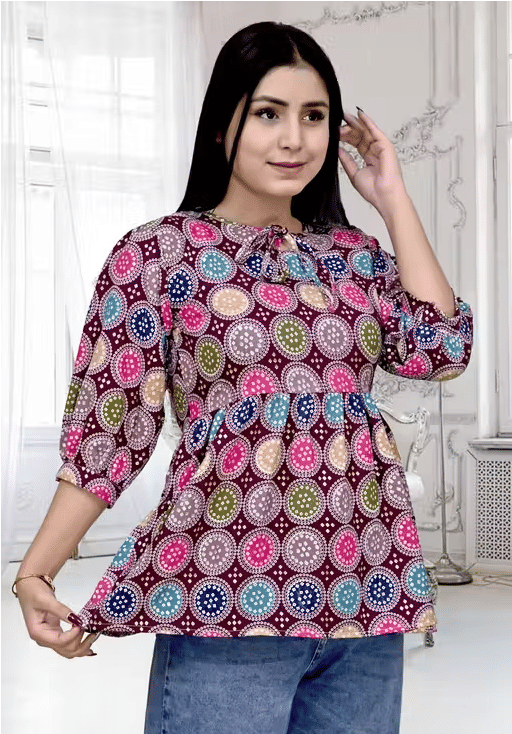 one amore Women's Cotton Blend Regular Top ( Multi Color ) one amore Women's Cotton Blend Regular Top ( Multi Color )