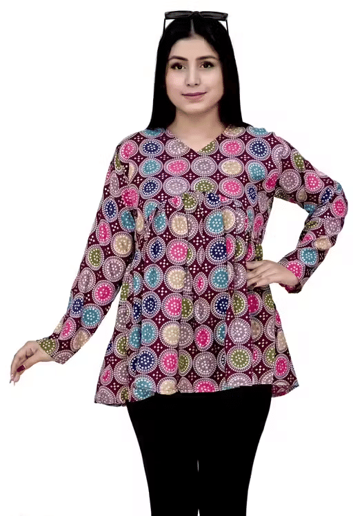 one amore Women's Cotton Blend Regular Top ( Multi Color )     			one amore Women's Cotton Blend Regular Top ( Multi Color )