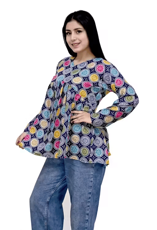 one amore Women's Cotton Blend Regular Top ( Multi Color )     			one amore Women's Cotton Blend Regular Top ( Multi Color )
