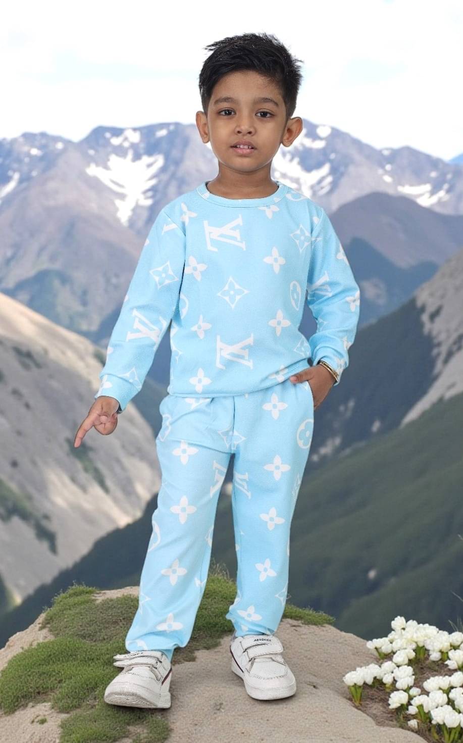 s muktar garments Pack of 1 Baby Boys Cotton Blend T-Shirt & Pants Set ( Multicolor )     			s muktar garments Pack of 1 Baby Boys Cotton Blend T-Shirt & Pants Set ( Multicolor )