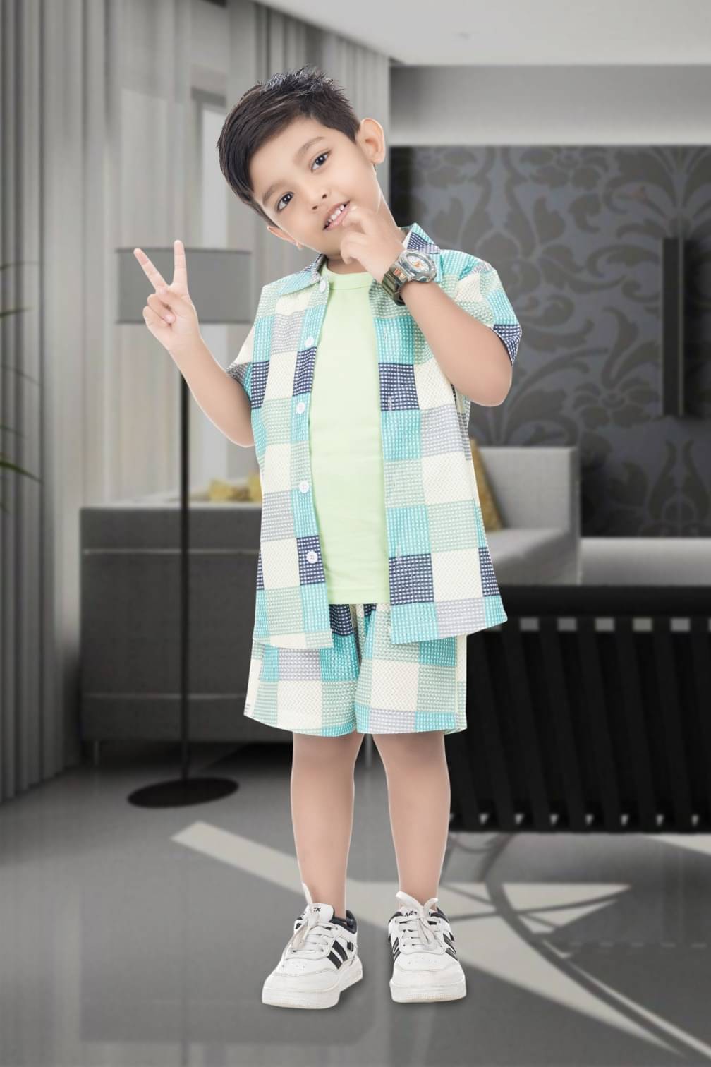 s muktar garments Pack of 1 Baby Boys Cotton Blend T-Shirt & Shorts Set ( Multicolor )     			s muktar garments Pack of 1 Baby Boys Cotton Blend T-Shirt & Shorts Set ( Multicolor )