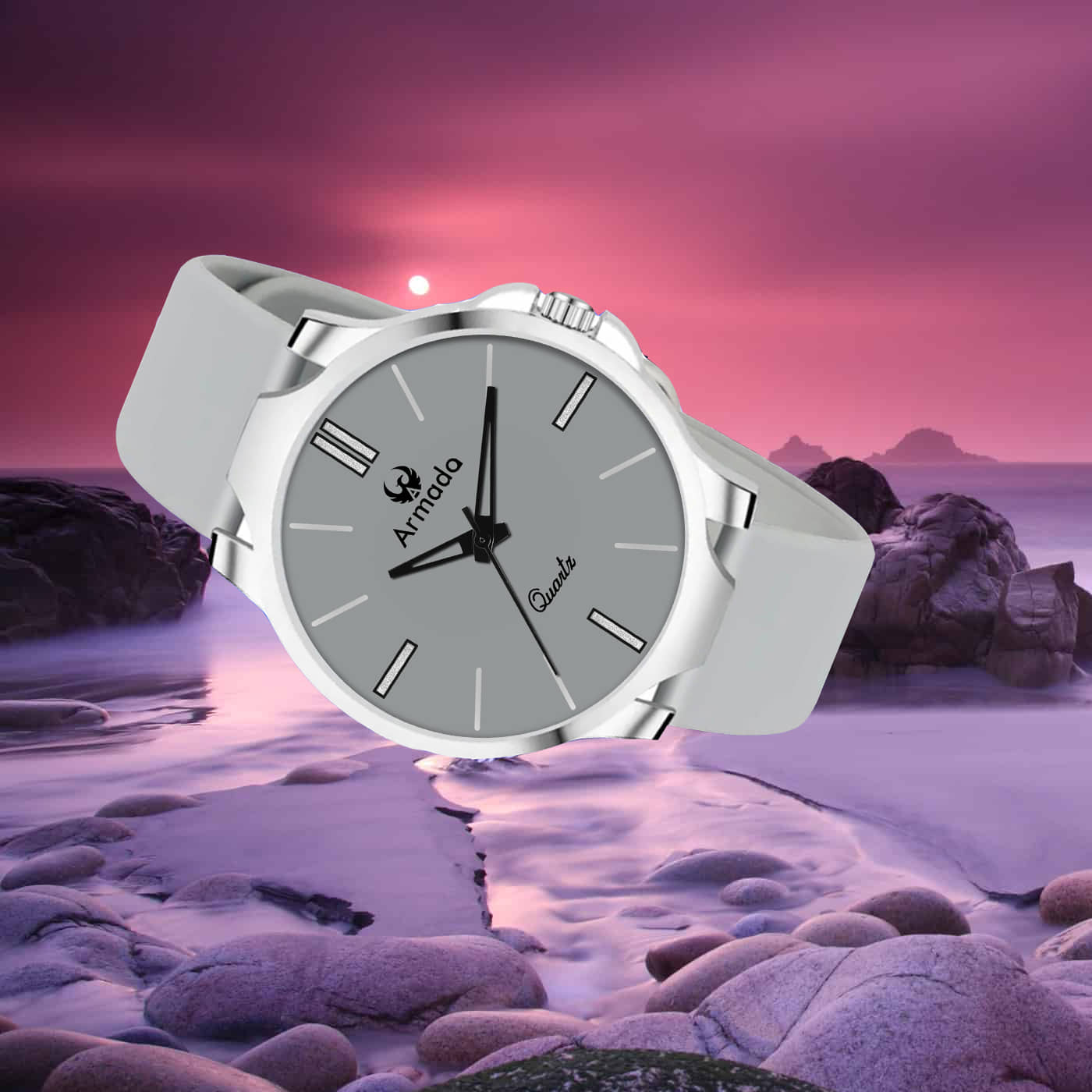 Armado Light Grey Silicon Analog Men's Watch