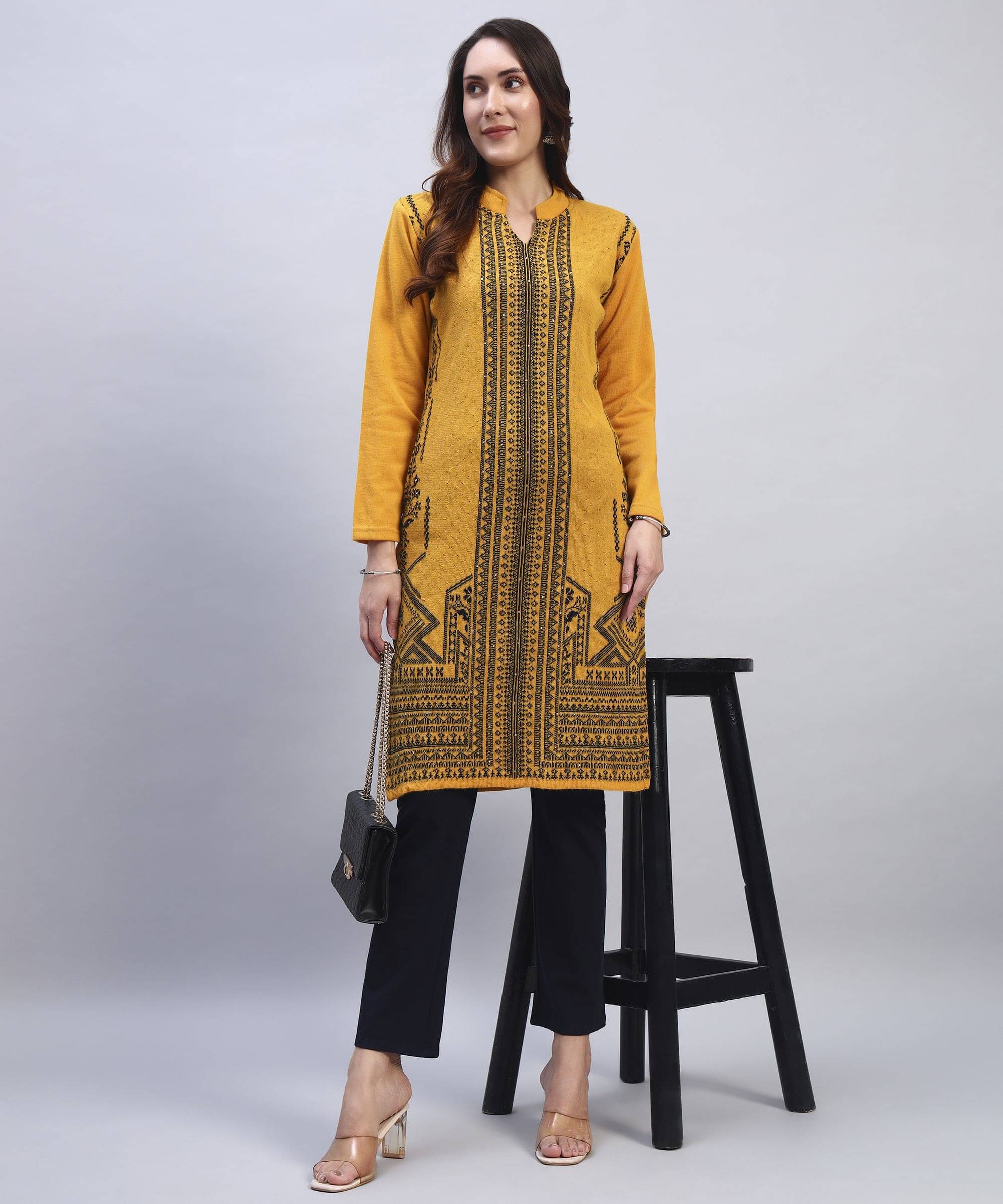BLUSHH COLLECTION Women Woollen Printed Straight Kurti ( Multicolor4 ) BLUSHH COLLECTION Women Woollen Printed Straight Kurti ( Multicolor4 )