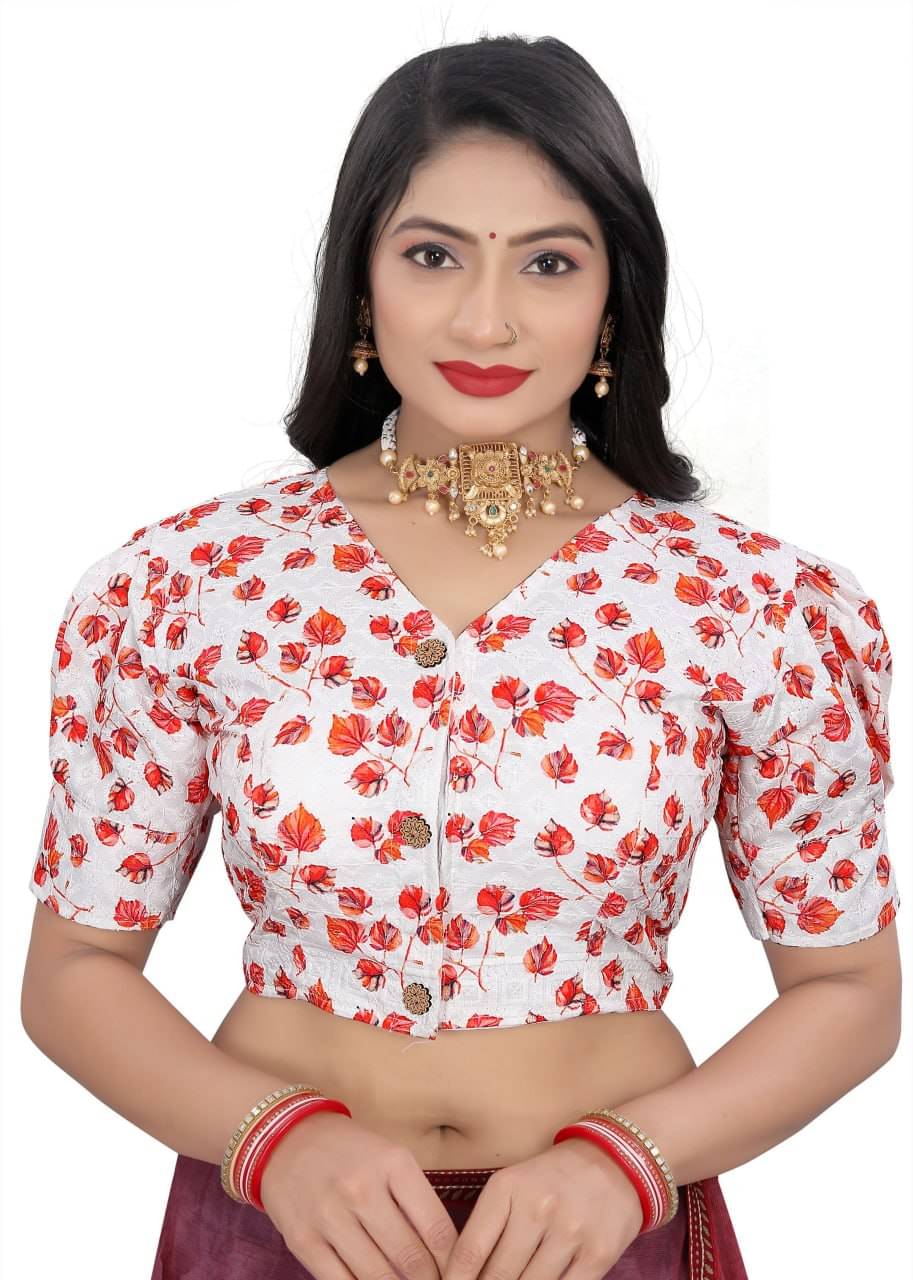 Bigbest Feb Cotton Readymade with Pad V-Neck Women's Blouse ( Multicolor )     			Bigbest Feb Cotton Readymade with Pad V-Neck Women's Blouse ( Multicolor )