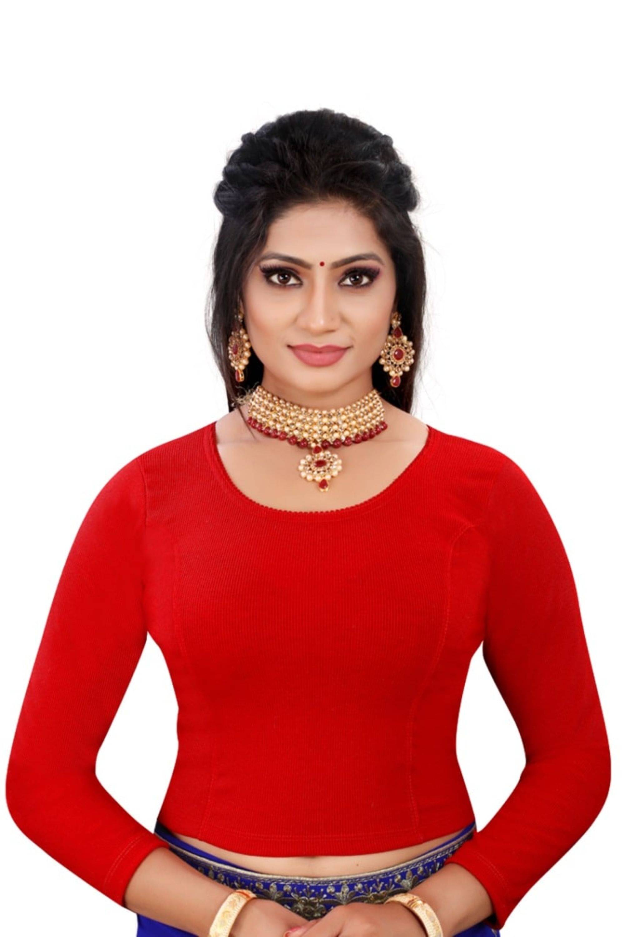     			Bigbest Feb Woollen Readymade without Pad Round Neck Women's Blouse ( Red )