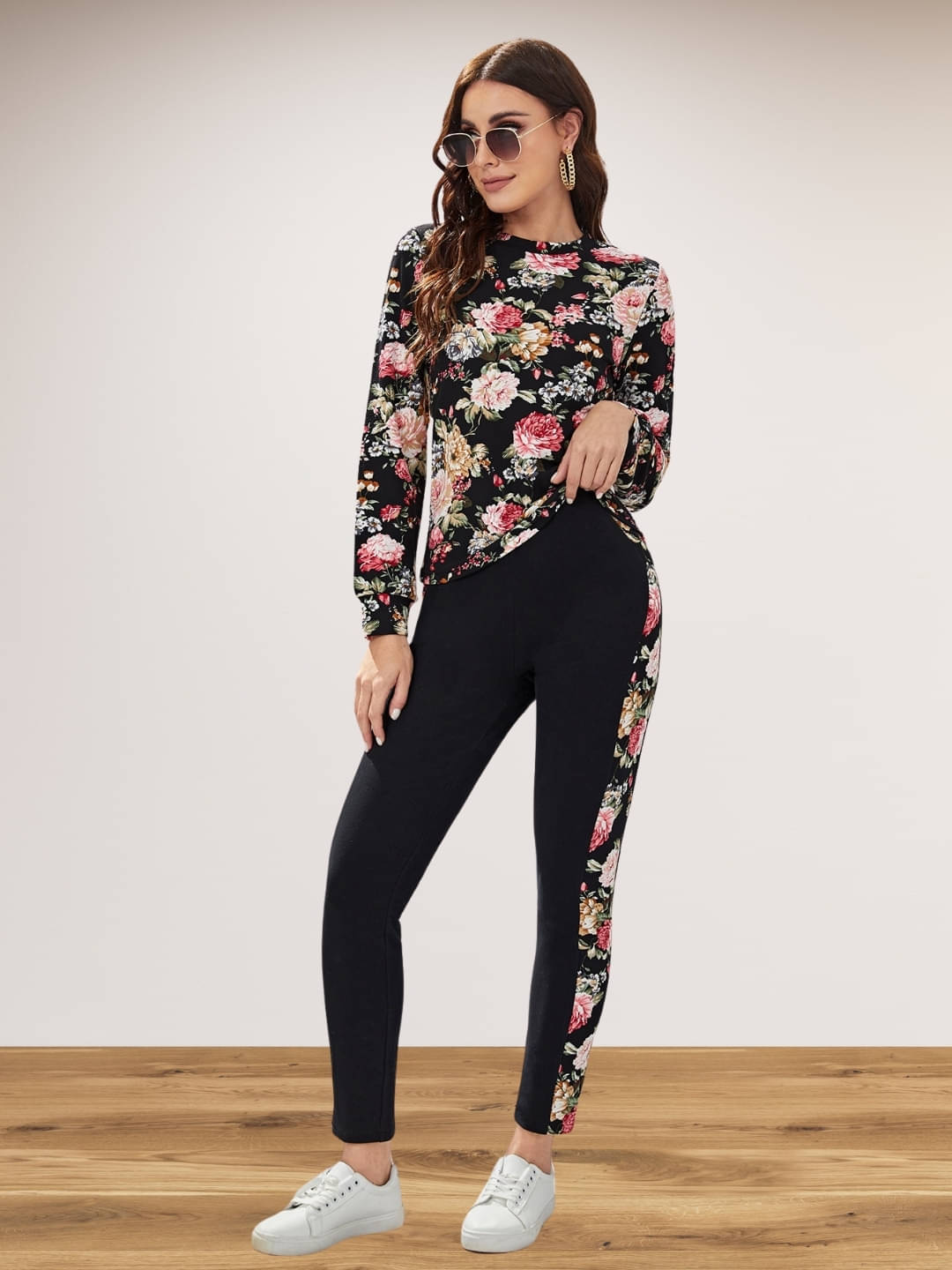     			DE TRENDZ Women Printed T-Shirt With Trousers Co-Ord Set ( Multi Color )