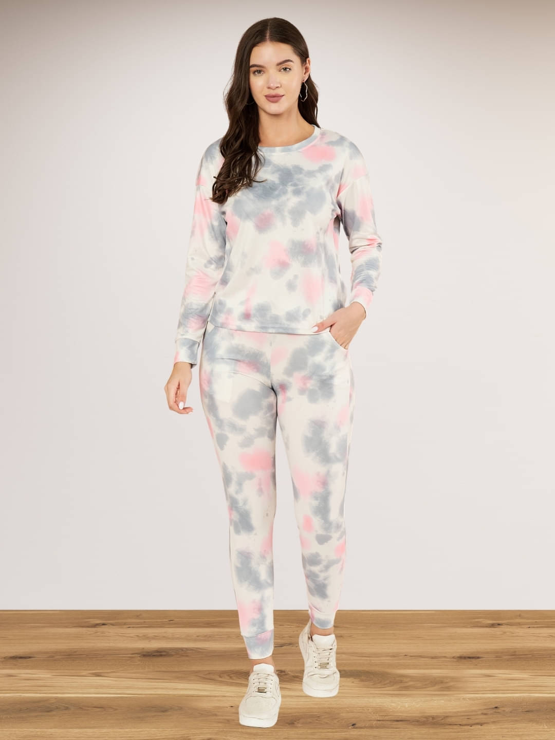     			DE TRENDZ Women Printed T-Shirt With Trousers Co-Ord Set ( Multi Color )