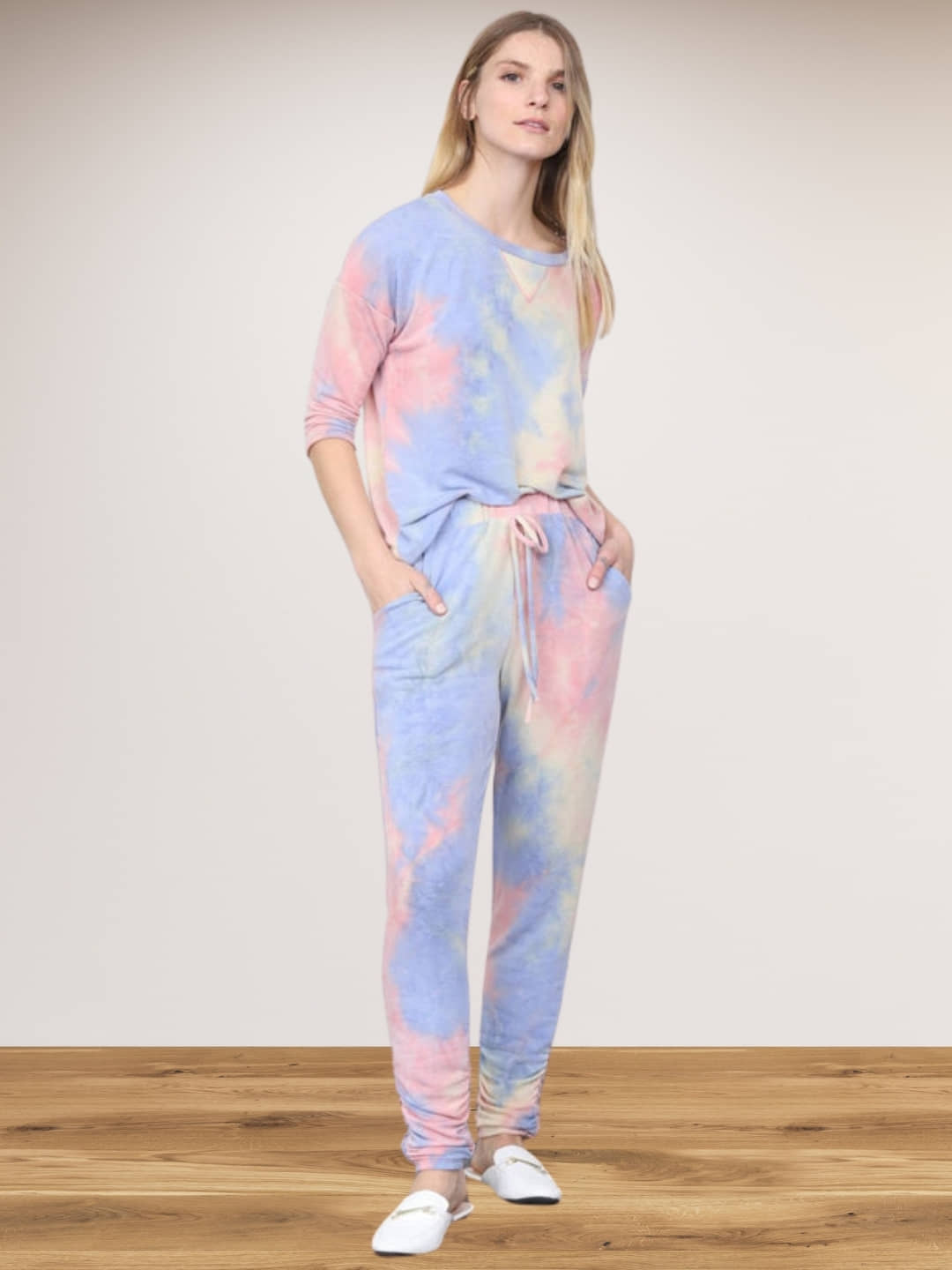 DE TRENDZ Women Printed T-Shirt With Trousers Co-Ord Set ( Multi Color )