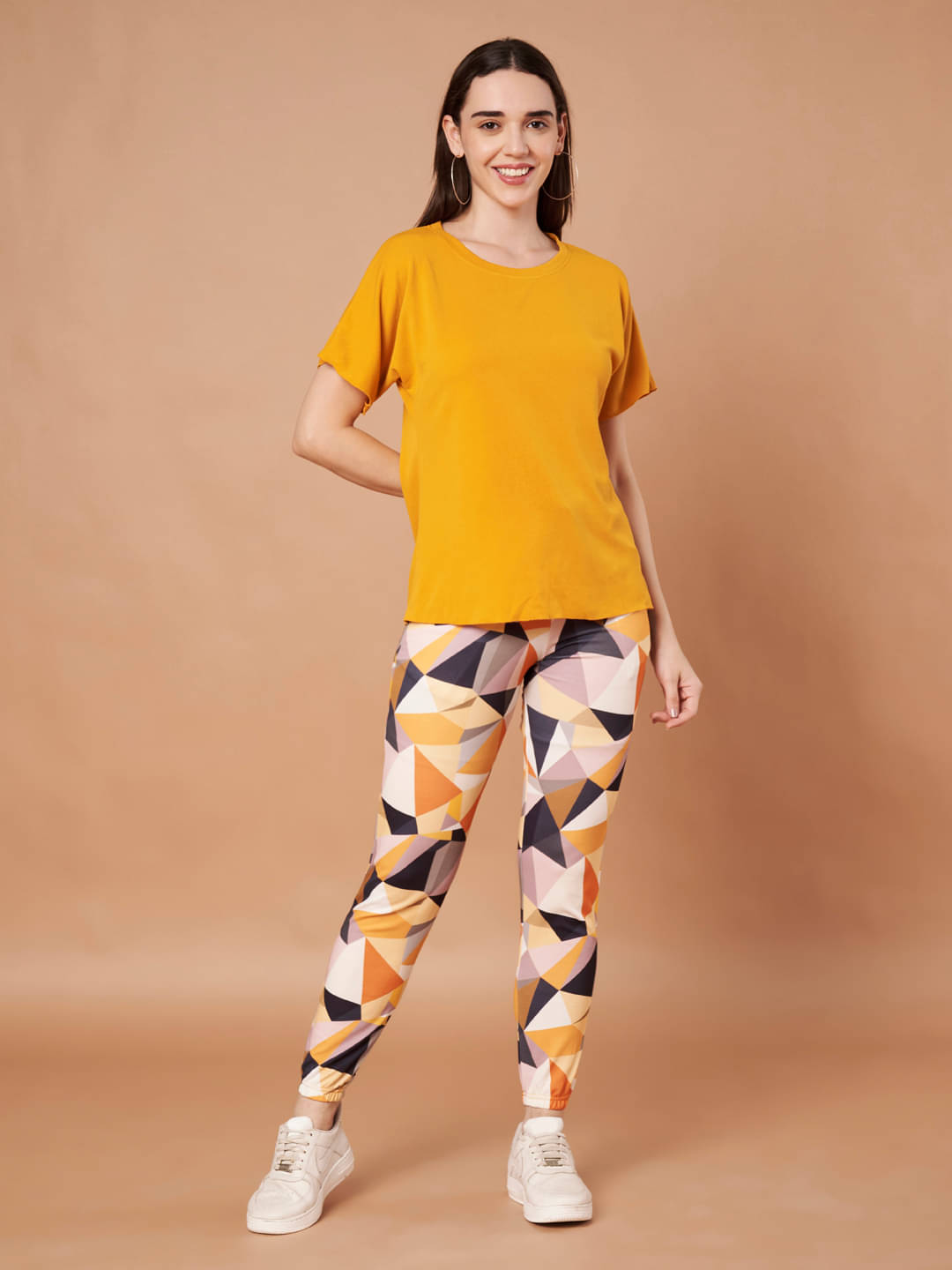 DE TRENDZ Women Solid T-Shirt With Trousers Co-Ord Set ( Yellow )     			DE TRENDZ Women Solid T-Shirt With Trousers Co-Ord Set ( Yellow )