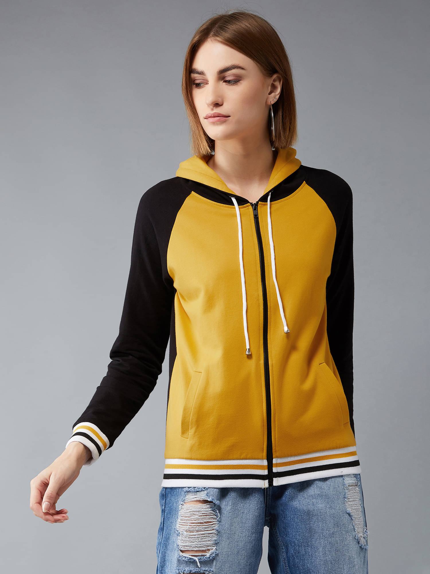 Dolce Crudo Women Round Neck Bomber Jacket ( Yellow )     			Dolce Crudo Women Round Neck Bomber Jacket ( Yellow )