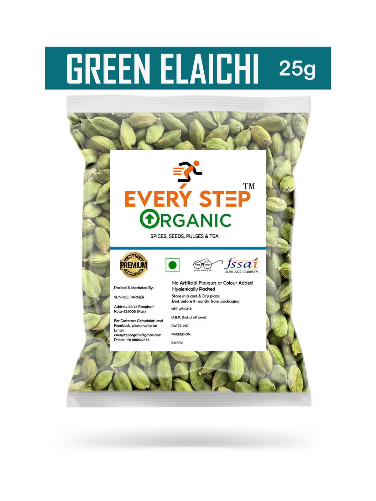 EVERYSTEP ORGANIC Premium Green Cardamom | Hari Elaichi Seeds 25 gm     			EVERYSTEP ORGANIC Premium Green Cardamom | Hari Elaichi Seeds 25 gm