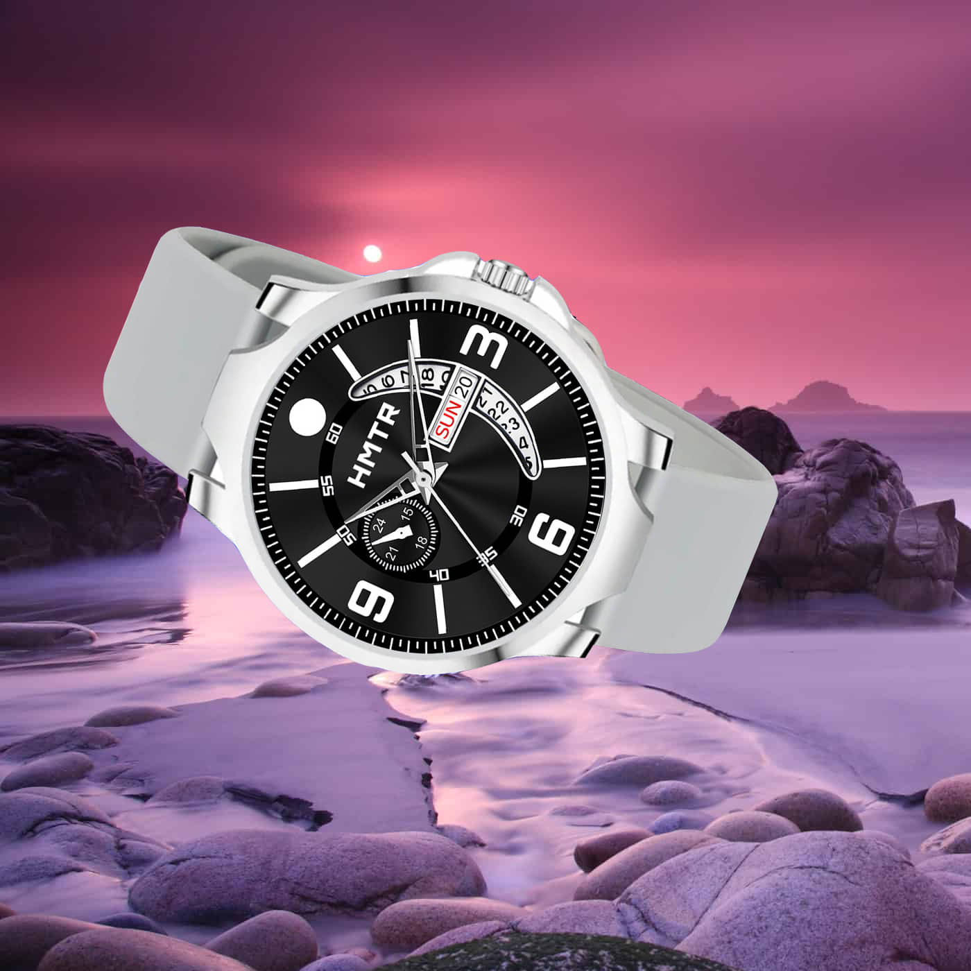 HMTr Light Grey Silicon Analog Men's Watch