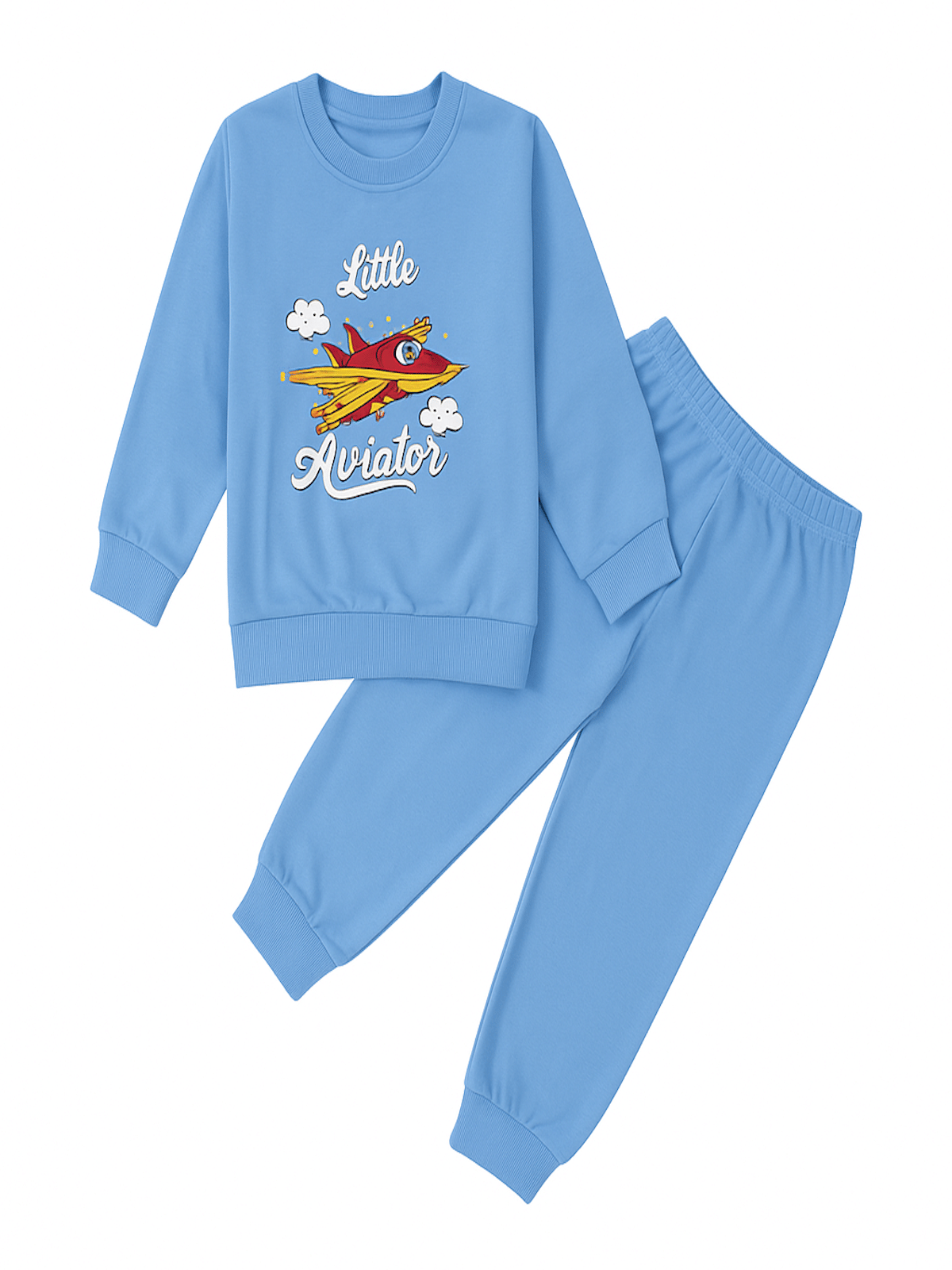 HuggleBug Pack of 1 Baby Boys Cotton Sweatshirt & Trackpant Set ( Blue )     			HuggleBug Pack of 1 Baby Boys Cotton Sweatshirt & Trackpant Set ( Blue )