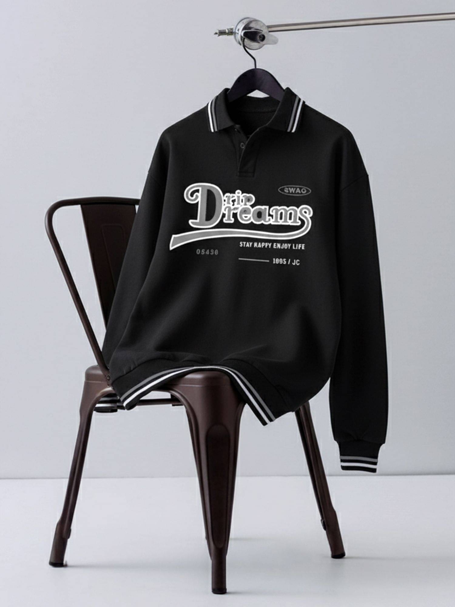     			JUMP CUTS Men Cotton Blend Regular Fit Printed Polo T Shirt ( Black )