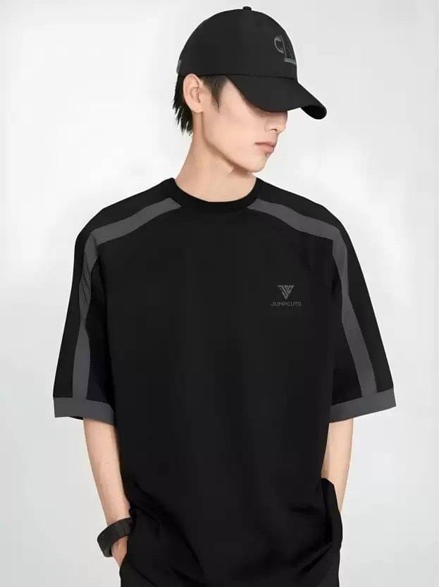 JUMP CUTS Men Cotton Blend Regular Fit Printed T-Shirt ( Black )     			JUMP CUTS Men Cotton Blend Regular Fit Printed T-Shirt ( Black )