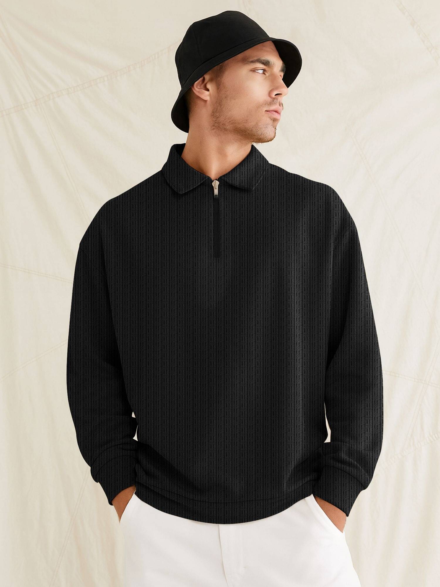 JUMP CUTS Men Cotton Blend Regular Fit Self Design Polo T Shirt ( Black )     			JUMP CUTS Men Cotton Blend Regular Fit Self Design Polo T Shirt ( Black )