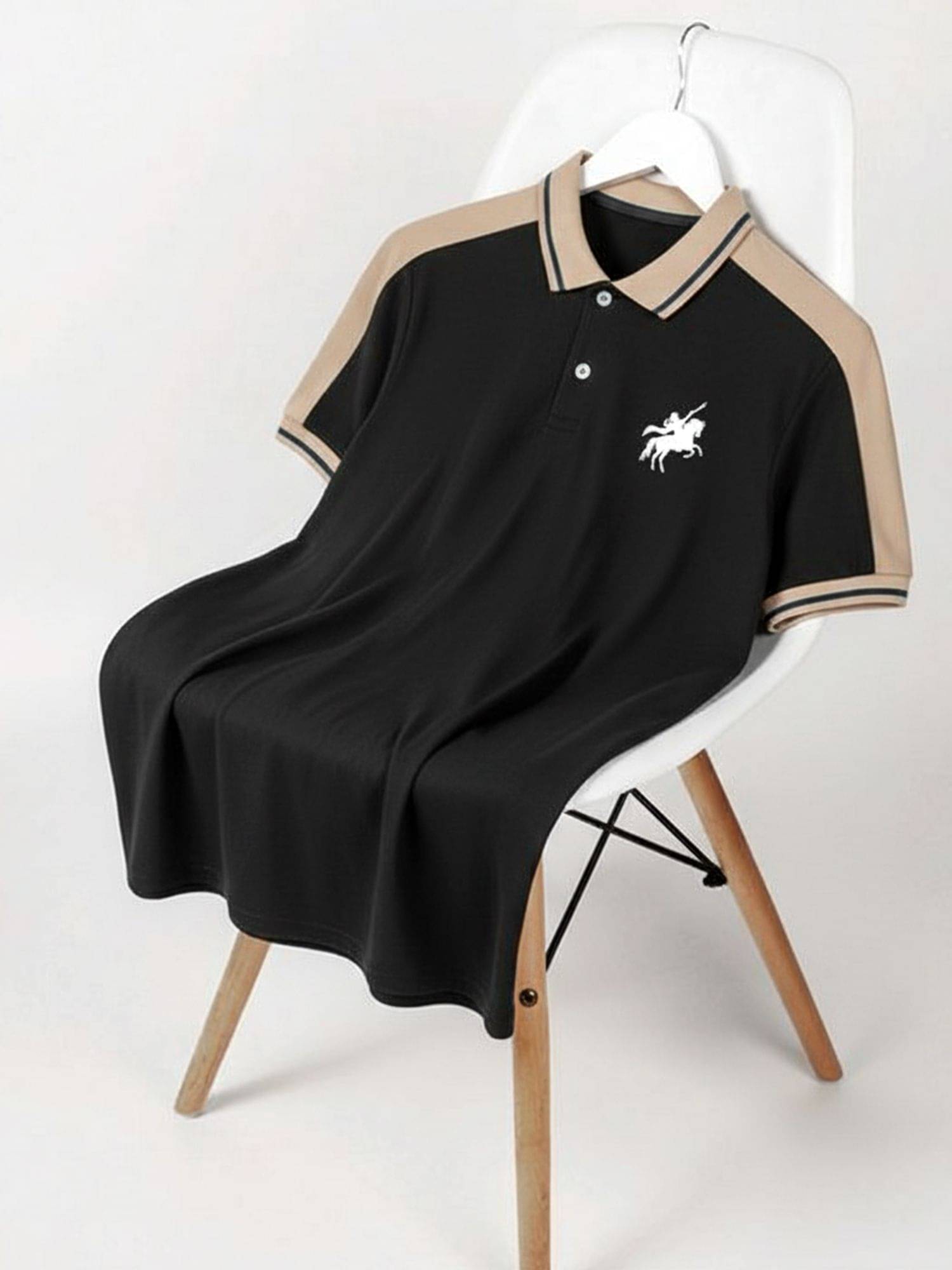 JUMP CUTS Men Cotton Blend Regular Fit Solid Polo T Shirt ( Black ) JUMP CUTS Men Cotton Blend Regular Fit Solid Polo T Shirt ( Black )