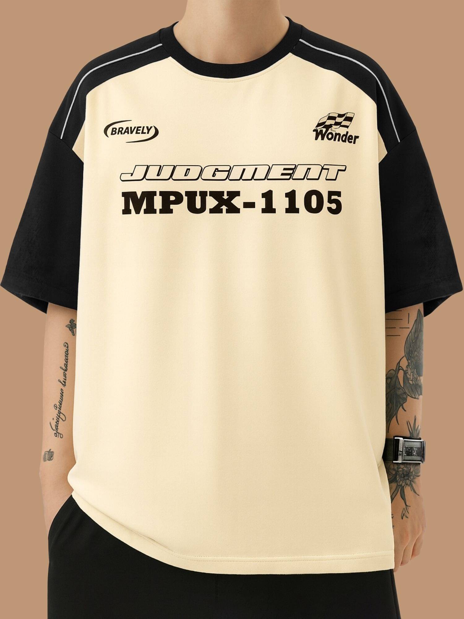 JUMP CUTS Men Cotton Blend Oversized Fit Printed T-Shirt ( Black )     			JUMP CUTS Men Cotton Blend Oversized Fit Printed T-Shirt ( Black )