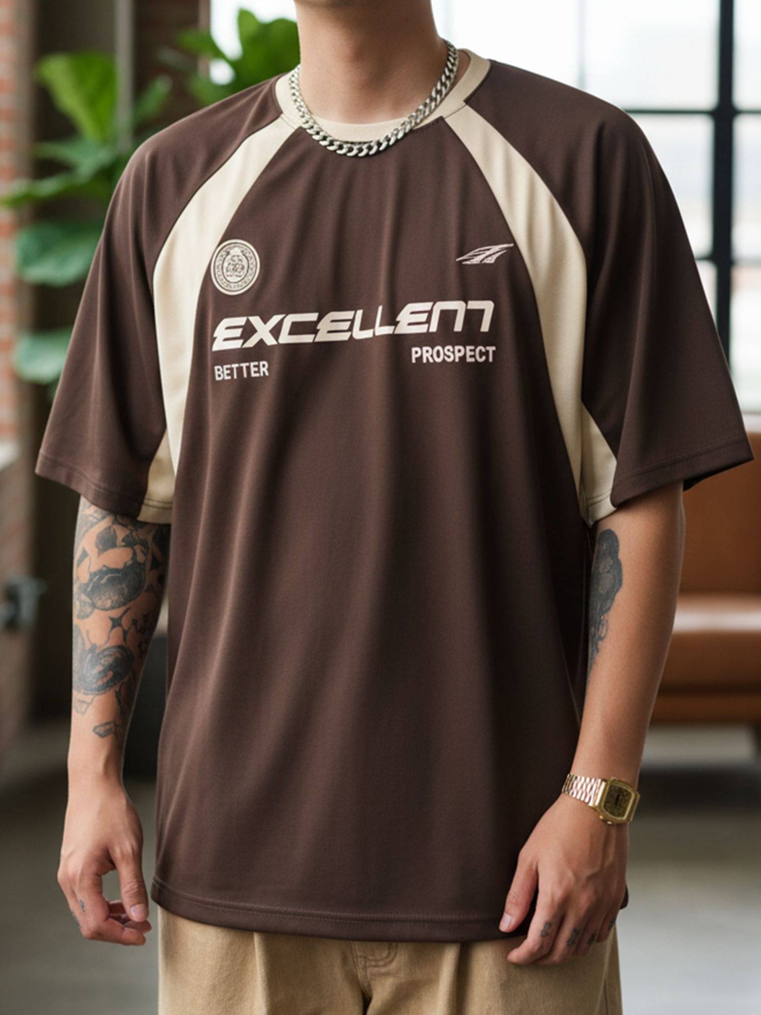 JUMP CUTS Men Cotton Blend Regular Fit Printed T-Shirt ( Brown ) JUMP CUTS Men Cotton Blend Regular Fit Printed T-Shirt ( Brown )