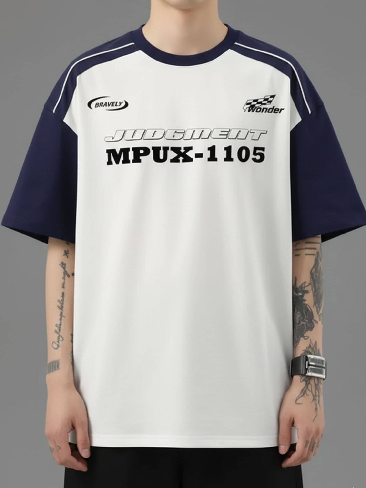 JUMP CUTS Men Cotton Blend Oversized Fit Printed T-Shirt ( White )     			JUMP CUTS Men Cotton Blend Oversized Fit Printed T-Shirt ( White )