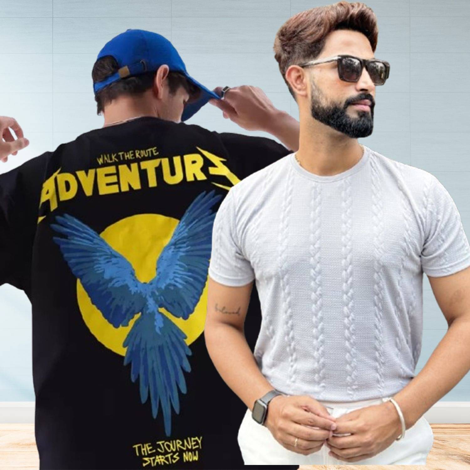 JUMP CUTS Men Cotton Blend Regular Fit Printed T-Shirt ( Beige )     			JUMP CUTS Men Cotton Blend Regular Fit Printed T-Shirt ( Beige )