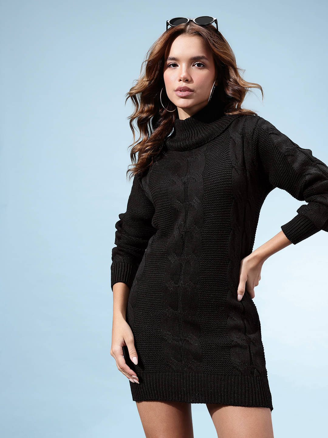 KASMA Women Acrylic High Neck Pullover ( Black )     			KASMA Women Acrylic High Neck Pullover ( Black )