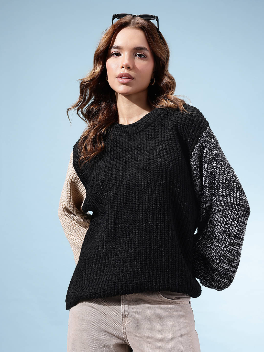 KASMA Women Acrylic Round Neck Pullover ( Grey )     			KASMA Women Acrylic Round Neck Pullover ( Grey )