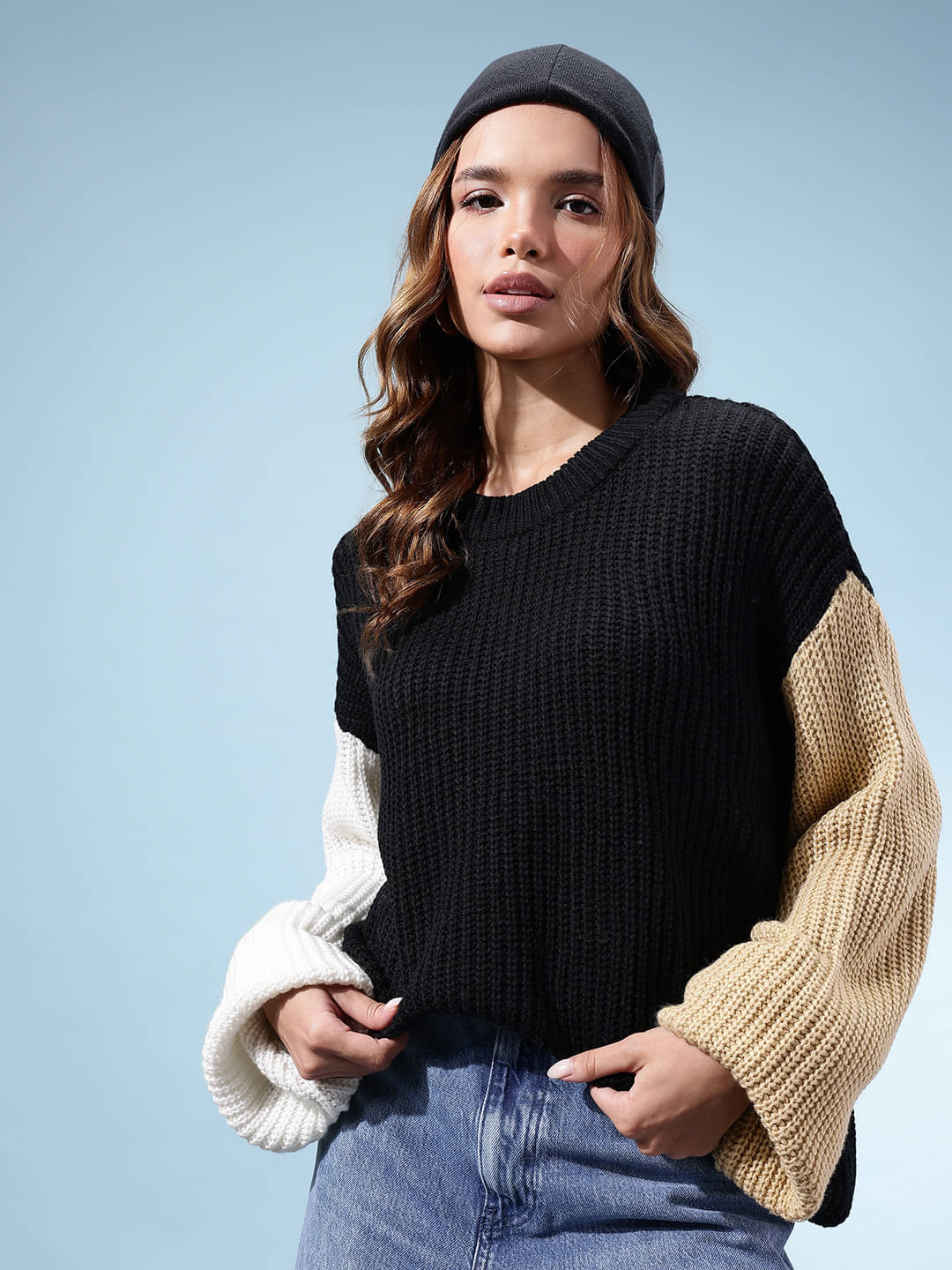 KASMA Women Acrylic Round Neck Pullover ( Black )     			KASMA Women Acrylic Round Neck Pullover ( Black )