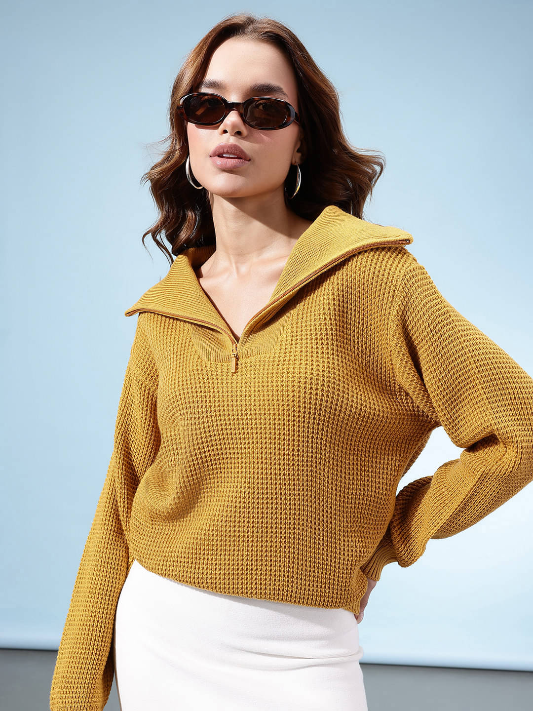 KASMA Women Acrylic Turtle Neck Pullover ( Yellow )     			KASMA Women Acrylic Turtle Neck Pullover ( Yellow )