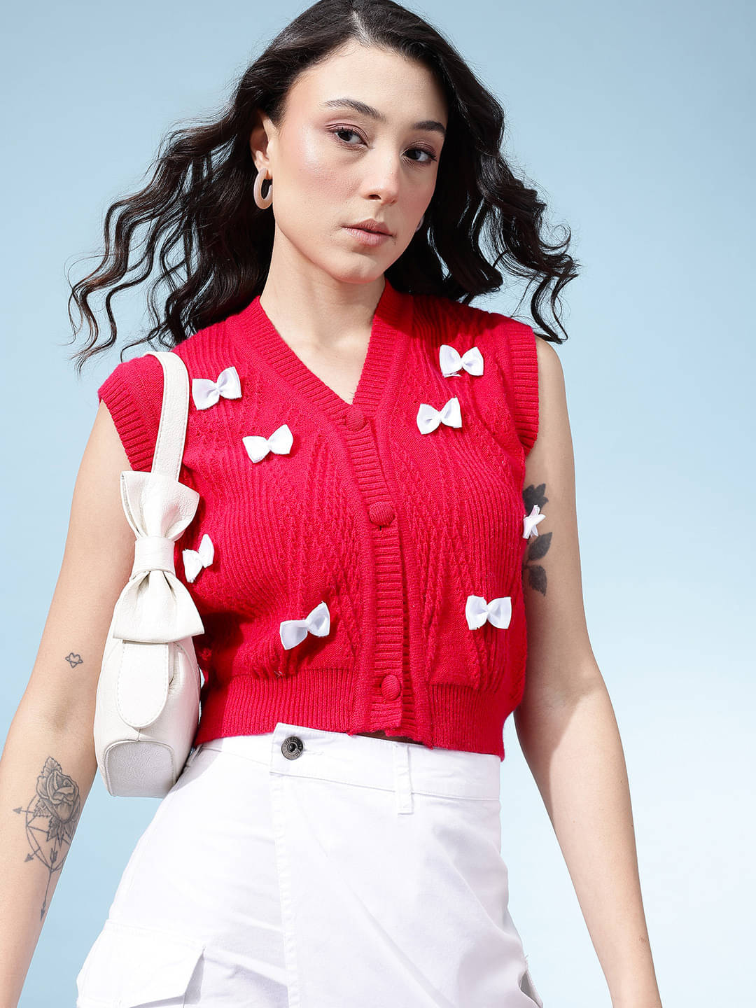     			KASMA Women Acrylic V-Neck Pullover ( Red )