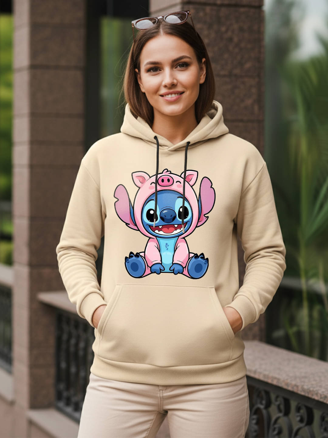 Kanhuzzz Women Fleece Hooded Sweatshirt For Heavy Winters ( Beige )     			Kanhuzzz Women Fleece Hooded Sweatshirt For Heavy Winters ( Beige )