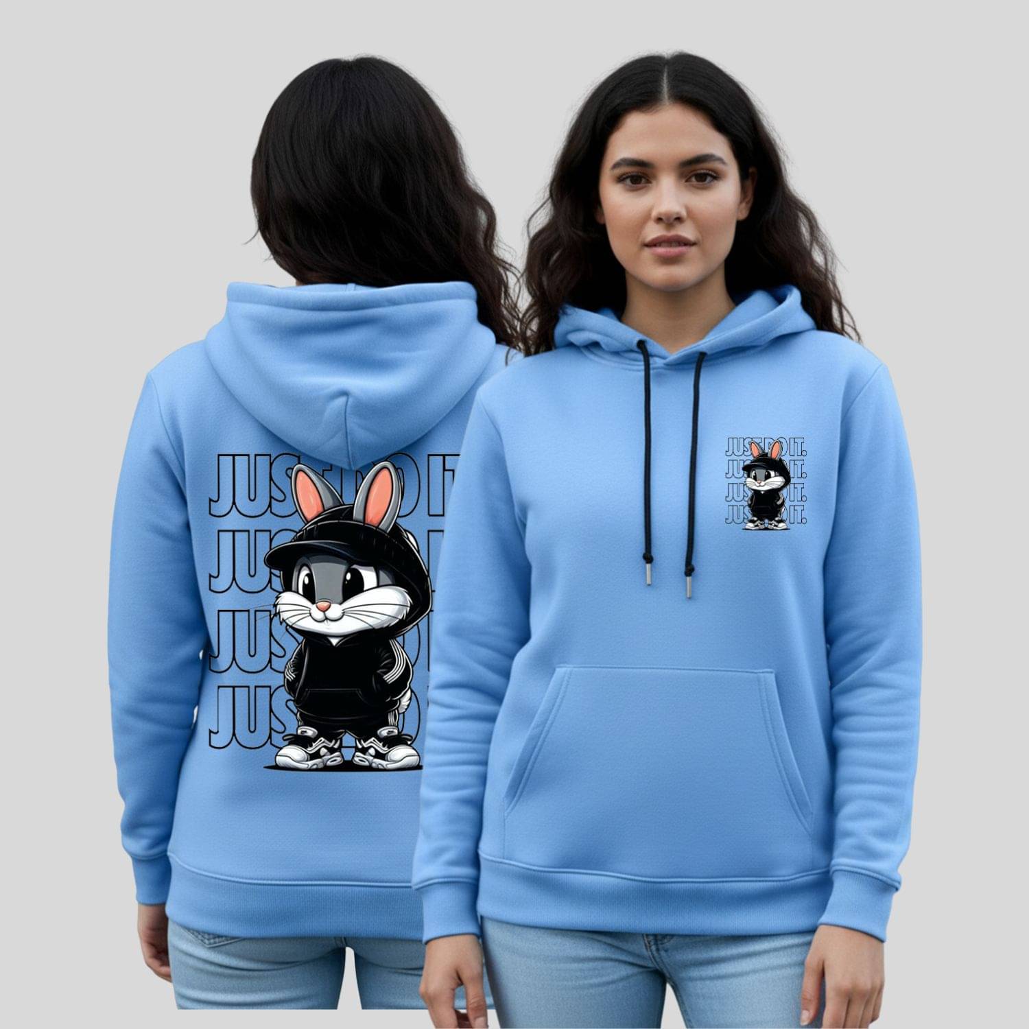 Kanhuzzz Women Fleece Hooded Sweatshirt For Heavy Winters ( Blue )     			Kanhuzzz Women Fleece Hooded Sweatshirt For Heavy Winters ( Blue )