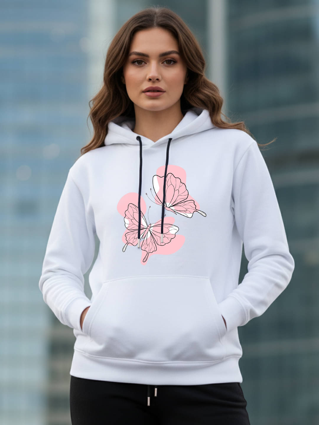     			Kanhuzzz Women Fleece Hooded Sweatshirt For Heavy Winters ( White )