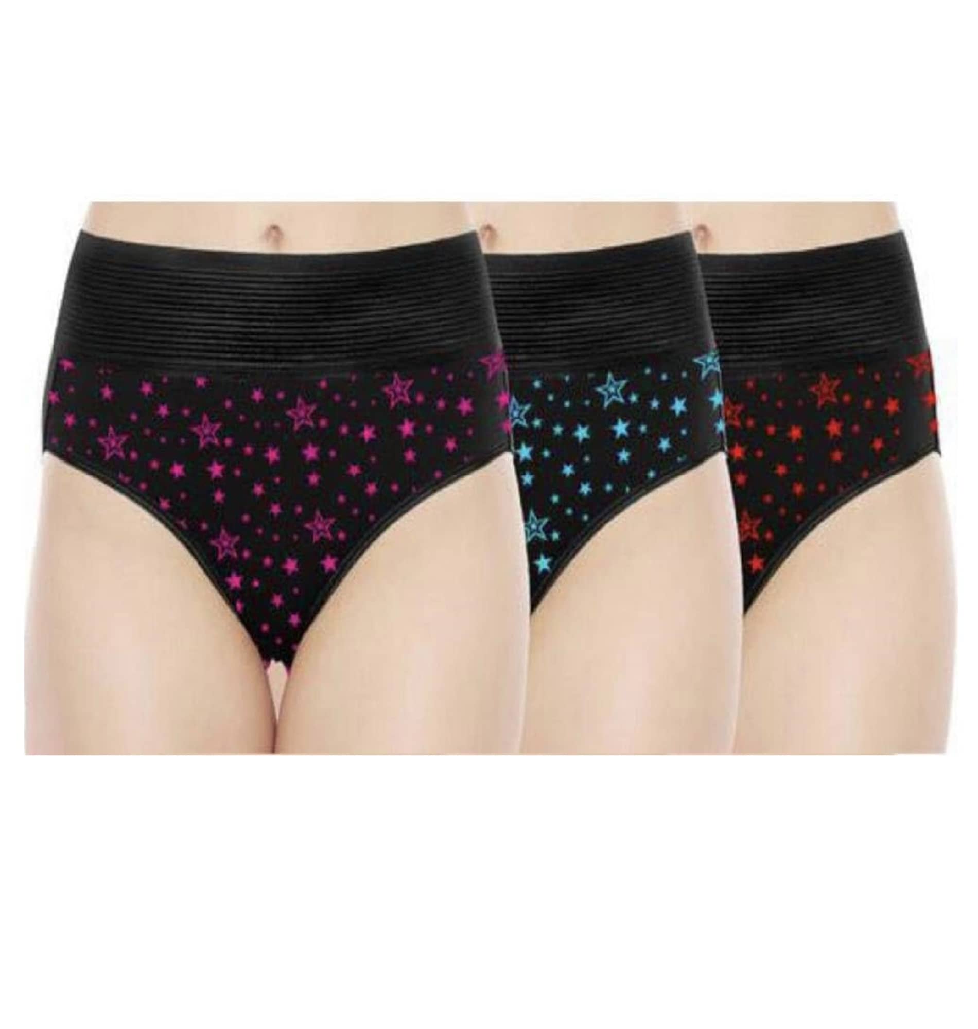 Leavess Cotton Blend Hipster ( Black , Pack of 3 )