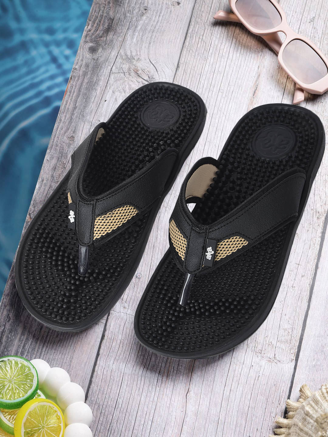     			Liberty Black Men's Massage Flip Flop