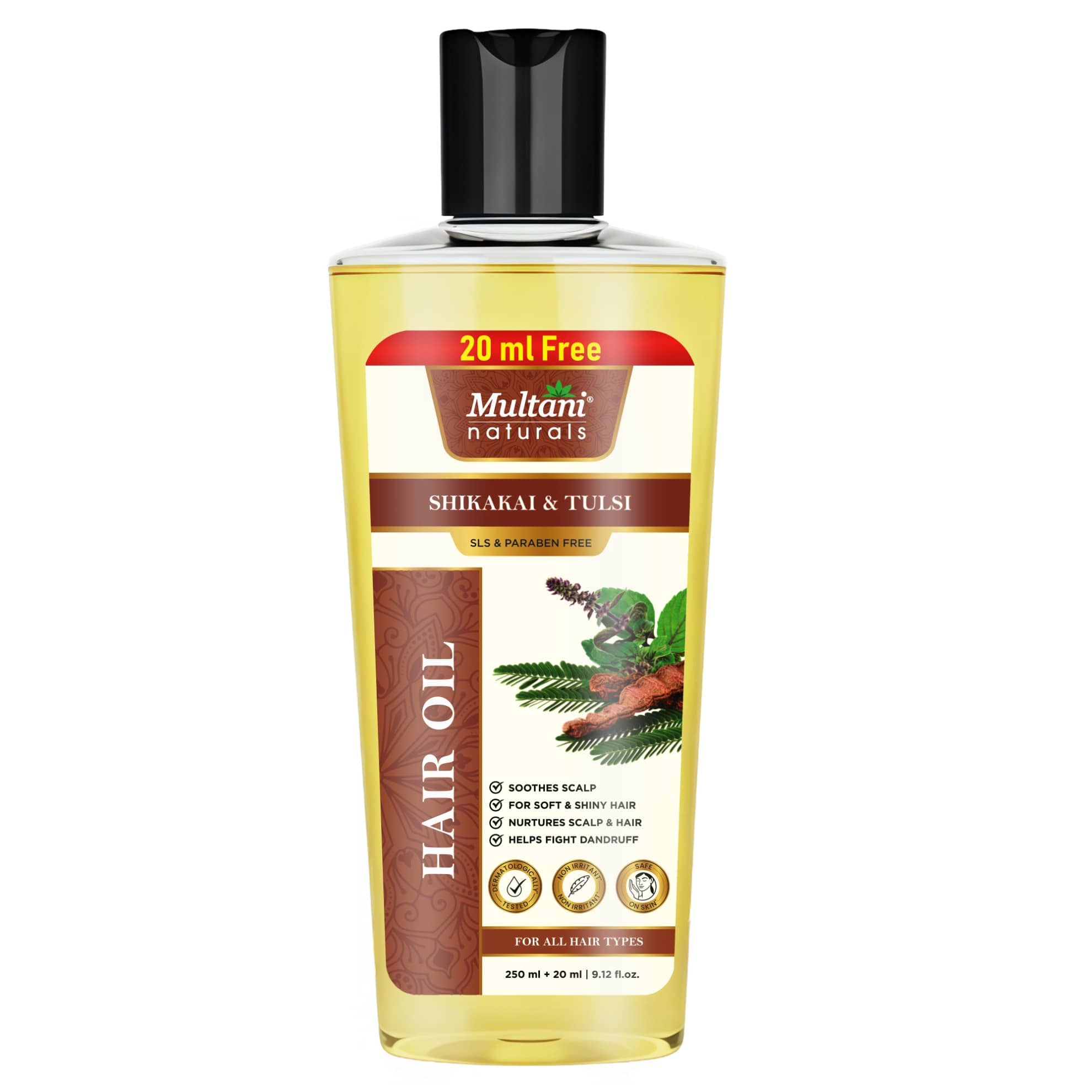 Multani Naturals Shikakai & Tulsi Hair Oil Soothes Scalp For Soft & Shiny Hair,270 Ml